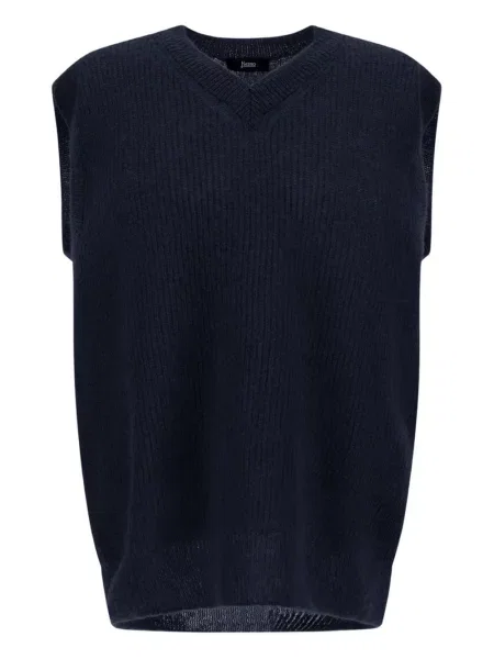 Pleteni prsluk Herno s V-izrezom plava