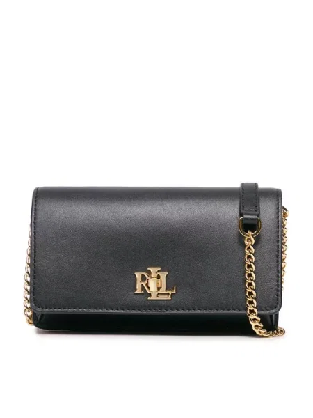 Torba na ramię z aplikacją z logo Lauren Ralph Lauren czarna