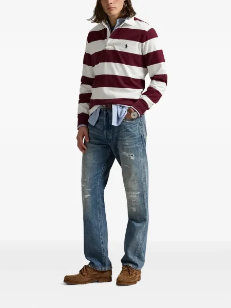 Ριγέ polo Polo Ralph Lauren με κουκούλα με αυτόγραφο λευκό