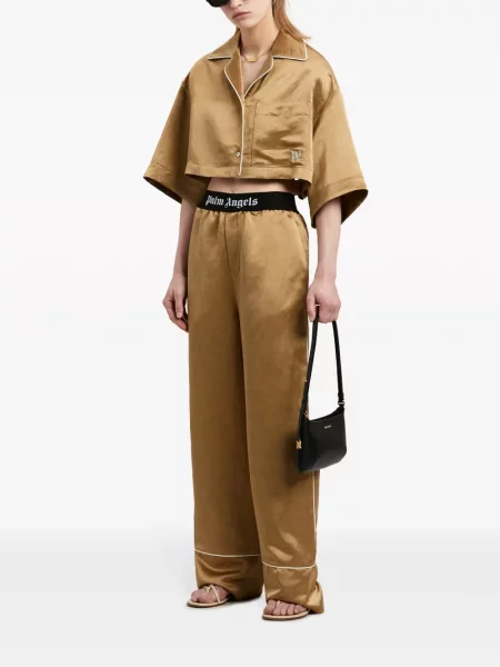 Siuvinėta marškiniai Palm Angels satino apkarpytas