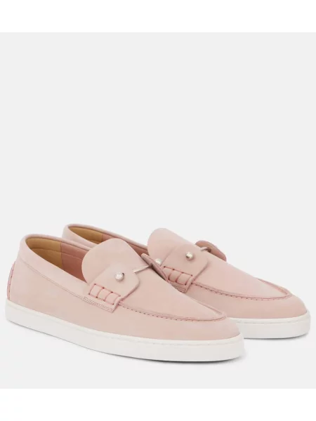 Pantofi loafer Christian Louboutin din piele de căprioară slip-on roz
