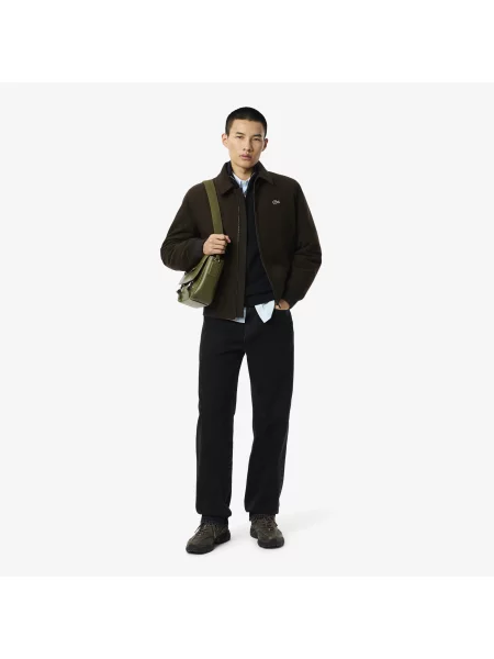 Lacoste Sweter Z Wełny Karbowanej Z Zamkiem Błyskawicznym granatowy