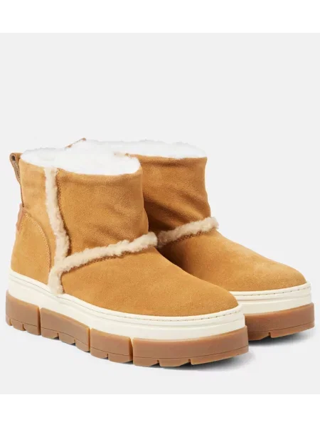 Cizme scurte Bogner din piele de căprioară bej