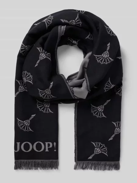 Szal z nadrukiem z logo model ‘Feris’ Joop! Collection czarna