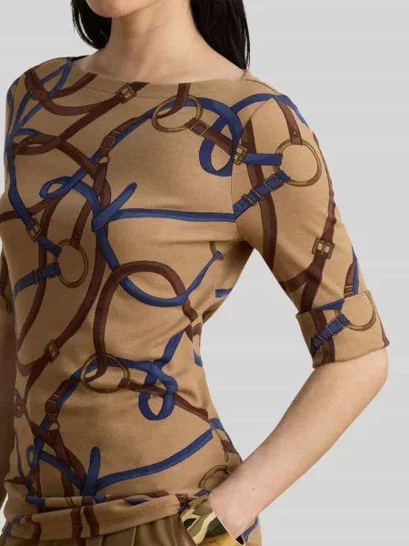 T-shirt o kroju slim fit z mieszanki bawełny Lauren Ralph Lauren