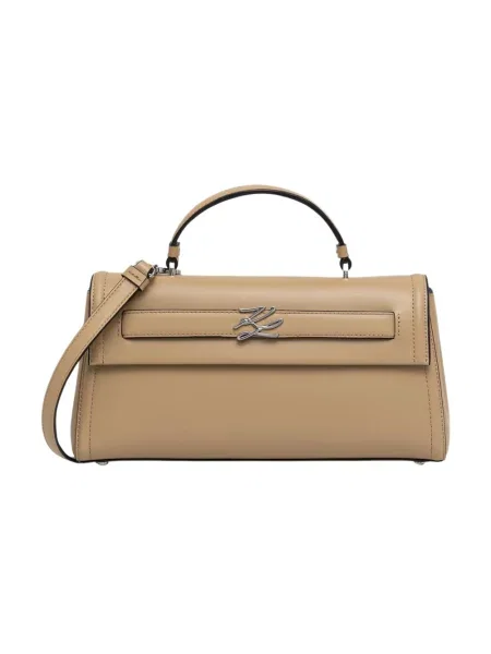 Karl Lagerfeld torebka skórzana K/AUTOGRAPH beżowa