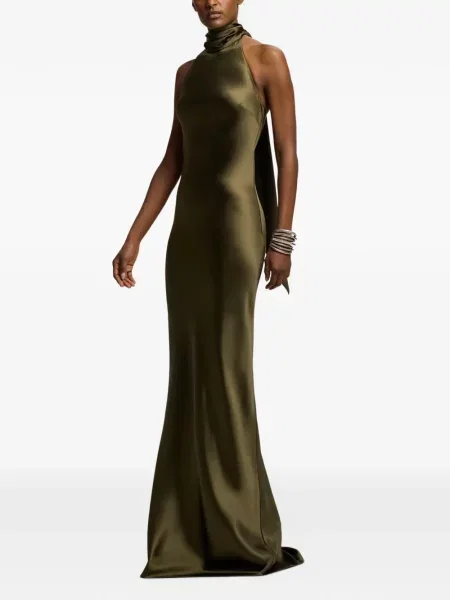 Rochie maxi Ralph Lauren Collection cu gât halter verde