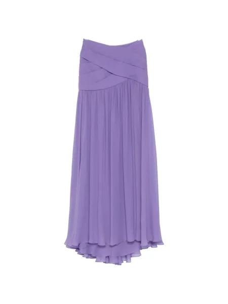 Fustă Elie Saab de mătase drapată violet