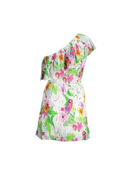 Mała mały sukienka mini Desigual na jednym ramieniu biała