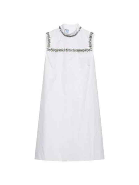 Rochie mini Prada cu broderie alb
