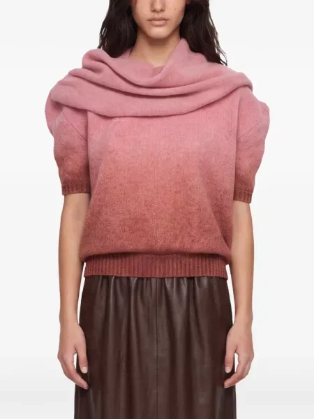 Pulover Rowen Rose cu gradient drapat roz