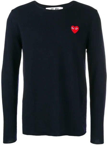 Pulover Comme Des Garcons Play cu broderie albastru