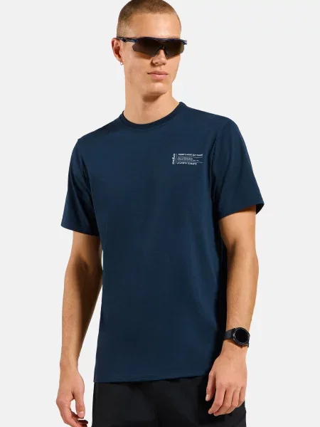 Koszulka z krótkim rękawem ODLO T-shirt crew neck s/s COTTON BLEND niebieska