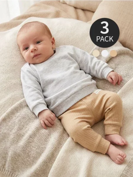 Sinsay legíny z žebrovaného úpletu 3 pack bílá