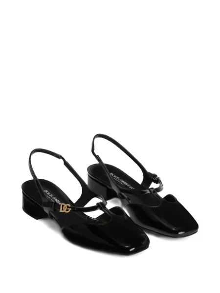 Pantofi cu toc Dolce & Gabbana din piele de lac slingback negru