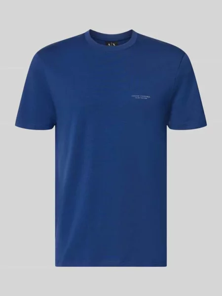 T-shirt o kroju slim fit extra z okrągłym dekoltem Armani Exchange niebieska