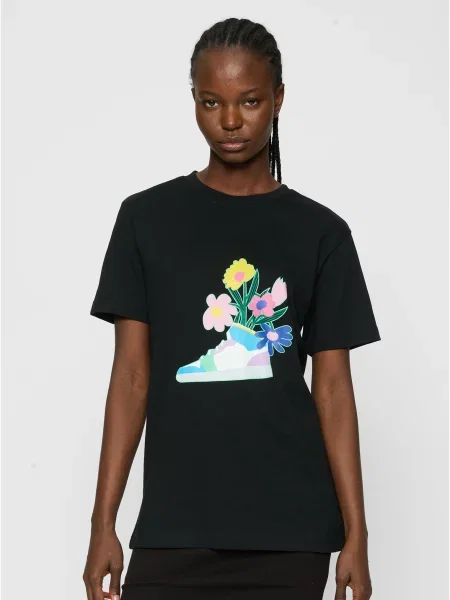 Tricou Mister Tee cu model floral negru