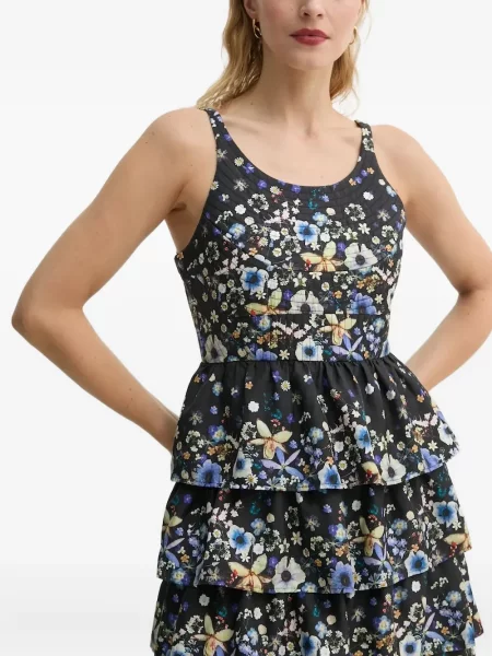 Rochie maxi Munthe cu model floral de costum negru