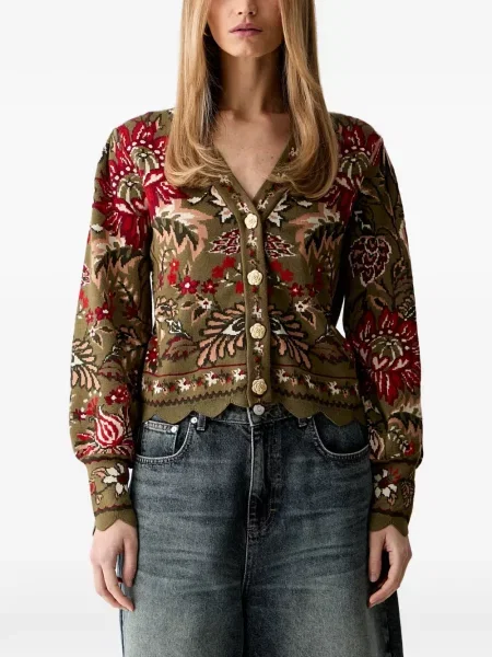 Cardigan Farm Rio cu model floral verde
