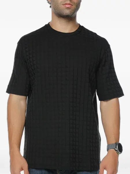 Tricou Emporio Armani din jacard cu autograf negru