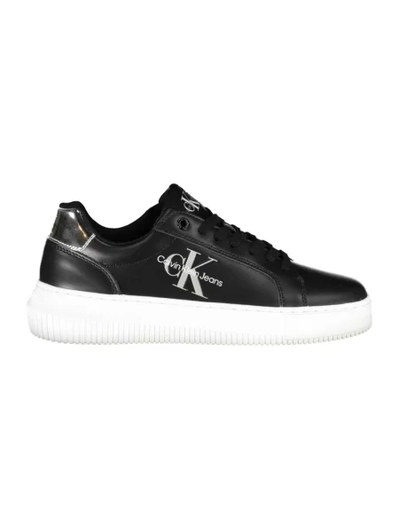 Trampki Calvin Klein skórzane z nadrukiem chunky czarne