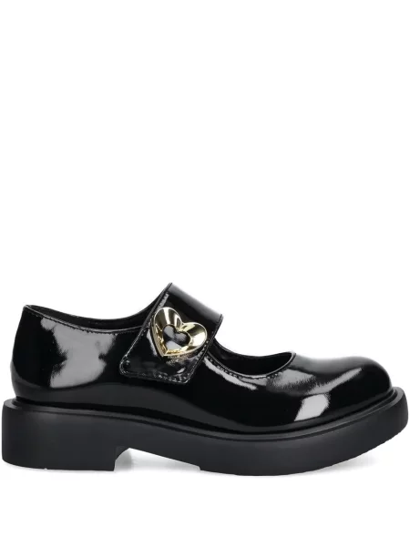Pantofi loafer Love Moschino din piele de lac cu cataramă negru