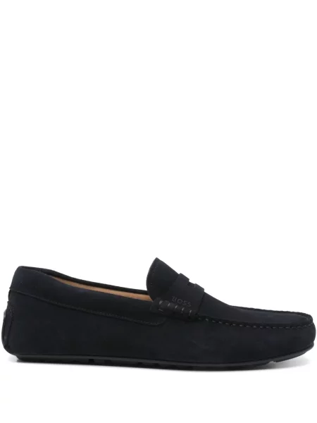 Pantofi loafer Boss din piele de căprioară albastru