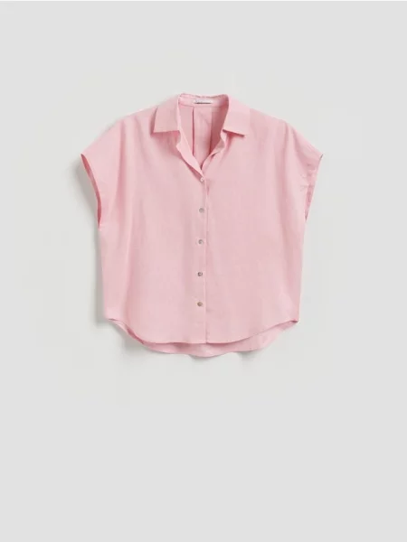 Reserved Cămașă din amestec de in roz-pastel roz