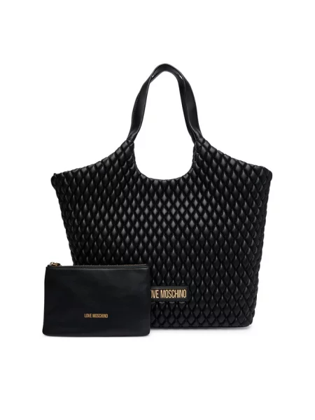 Love Moschino torebka shopper z imitacji skóry czarna