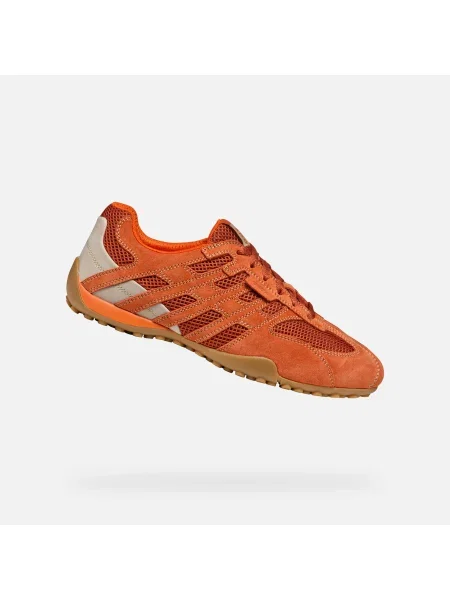 Sneakerși Geox cu model piele de șarpe portocaliu