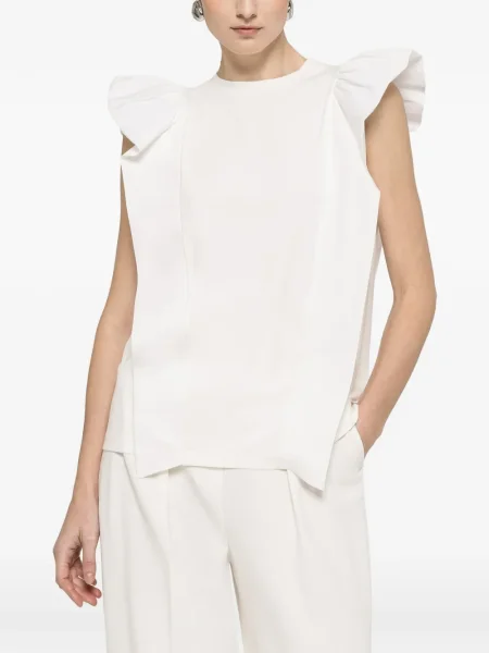 Top Nissa cu volane alb