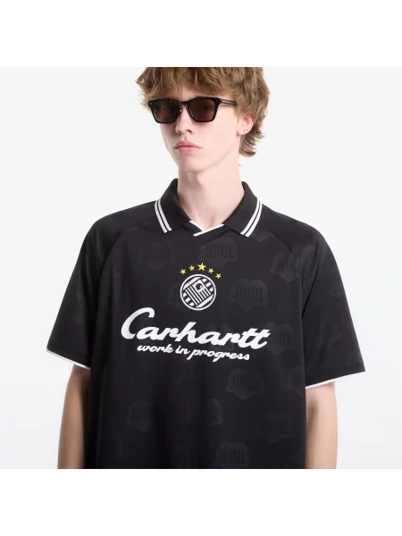 Тениска Carhartt WIP S/S Terrace Football T-Shirt UNISEX Heart Train Jacquard Black XL черно