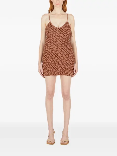Rochie mini Isa Boulder cu decolteu în V maro