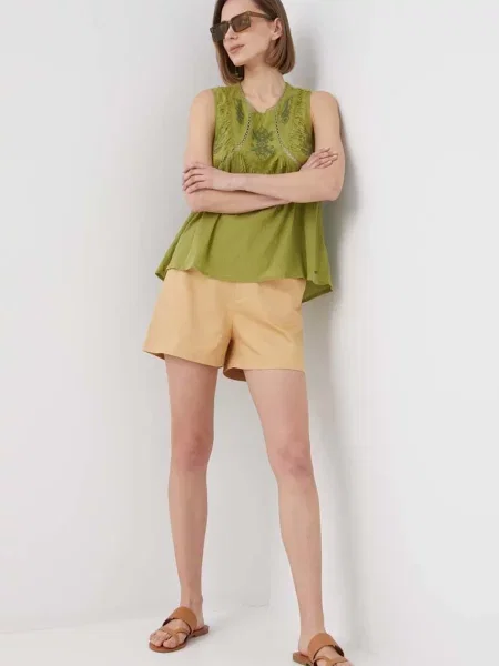 Блузка Pepe Jeans Lisle з аплікацією зелений