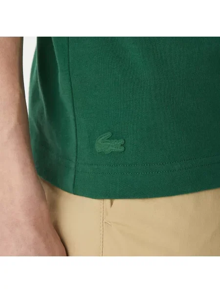 Lacoste Koszulka O Regularnym Kroju Z Nadrukiem Przy Dekolcie zielony