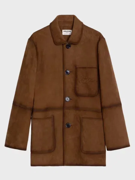 Шкіряне пальто Zadig&voltaire коричневе