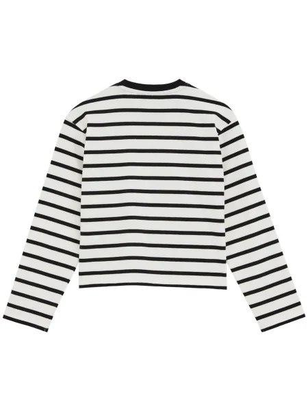 WE Fashion Tričko béžová / tmavě modrá bílá