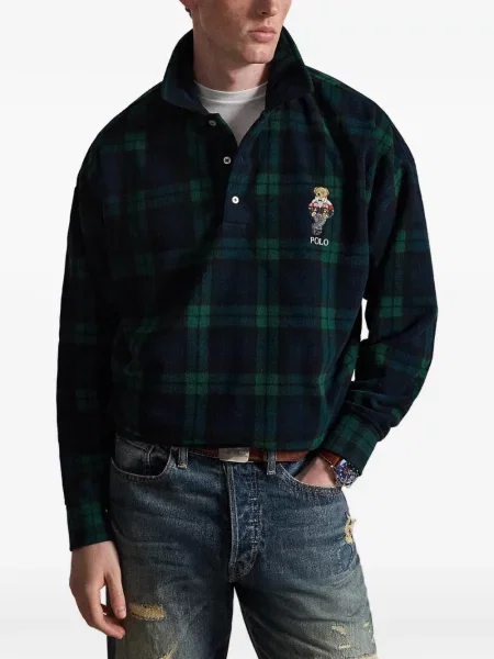 Pledas flanelinis kepurė su snapeliu Polo Ralph Lauren su petnešėlėmis aplink kaklą violetinė