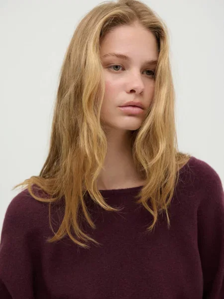Sweter z nietoperzowymi rękawami burgund Teen L MANGO TEEN