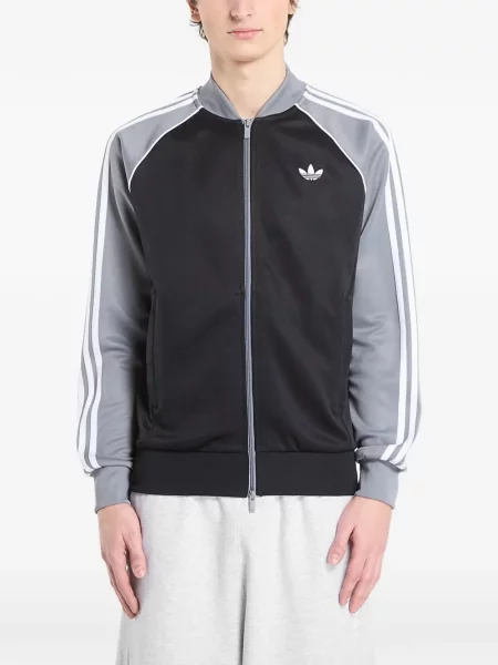 Antrenament grafic tricou Adidas Spezial de jumătate de fermoar negru