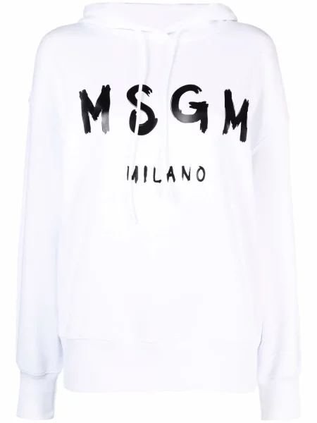 Bluza z kapturem Msgm z nadrukiem biała