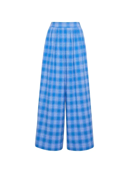 Pantaloni Cara Cara în carouri albastru