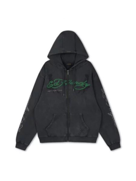 Ed Hardy Ζακέτα φούτερ Art For Life σμαραγδί / βουργουνδί μαύρο