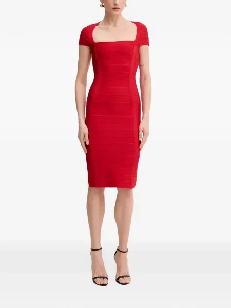 Scurt rochie midi Hervé Léger roșu
