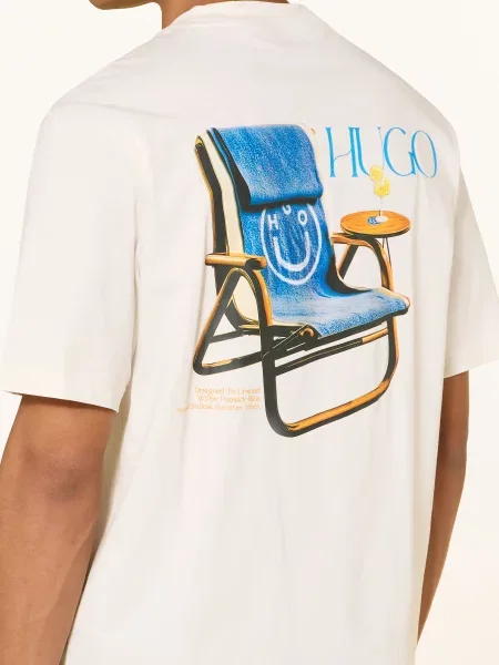 T-shirt o kroju regular fit z nadrukiem na plecach model NULAXO' Hugo Blue niebieska