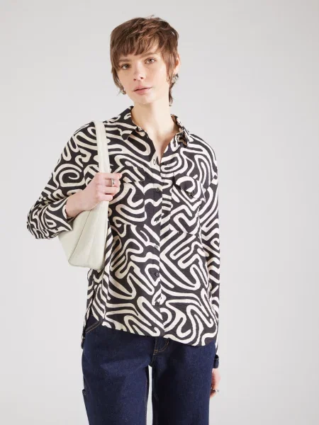 VERO MODA Bluză VMVIGDIS ecru negru