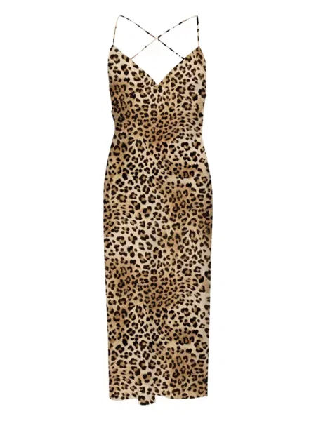 Rochie maxi Mc2 Saint Barth cu imagine cu model leopard de costum maro