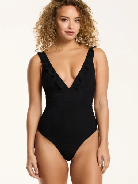 Shiwi Costum de baie întreg RUFFLE' negru