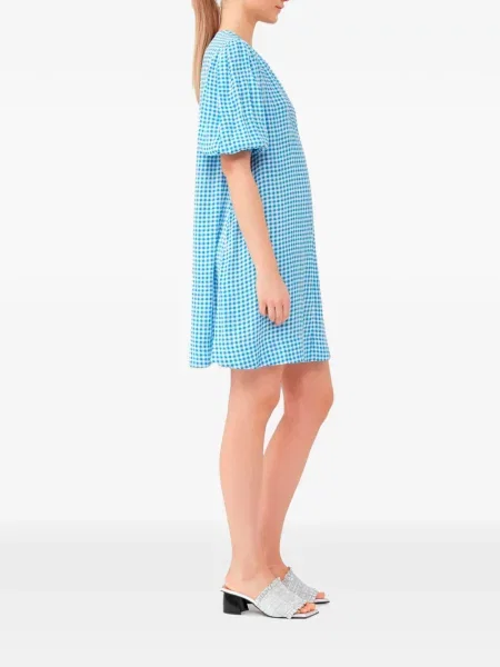 Rochie mini Ganni cu imagine din crep albastru