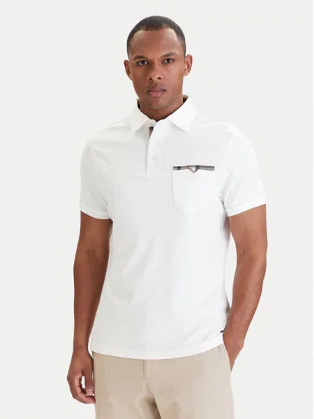 Barbour Tricou polo Premium Tailored Fit alb
